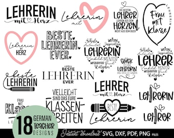 German Lehrerin mit Herz plotter files bundle | Deutsche Lehrerin Plotterdatei Svg | Lehrerin mit Herz