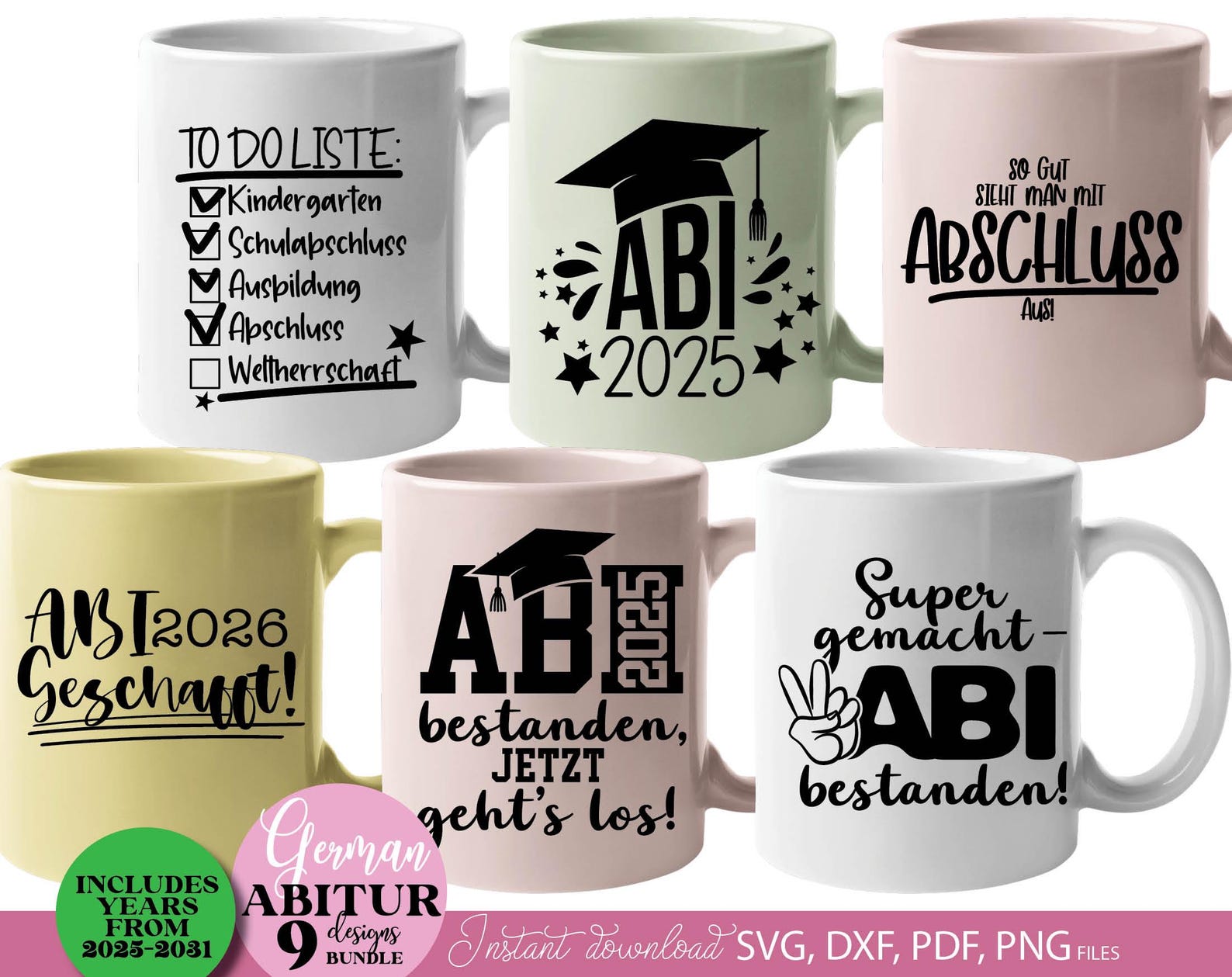 Abitur 2025 SVG Bundle: German Graduation Cut Files (commercial Use) - Etsy