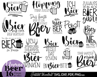 Bier SVG-bundel, Lustige Sprüche Set, Ich mag Bier Plotter Datei, cadeau-idee, png
