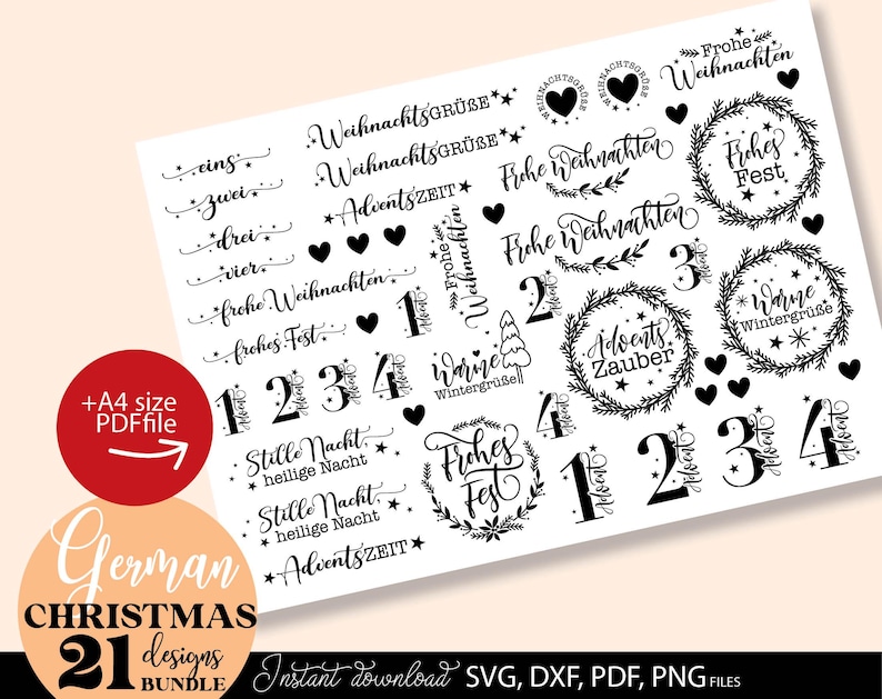 Ein vielseitiges Weihnachts-Bundle mit dem festlichen Spruch „Frohes Fest“ in einem Kranzdesign. Die Gestaltung eignet sich ideal für Tassen, Christbaumkugeln oder Weihnachtsornamente. Mit klaren Linien und weihnachtlichen Akzenten sorgt das Motiv für eine stimmungsvolle Dekoration. Perfekt für DIY-Projekte wie Plotten, Sublimation oder Basteln, um Geschenke oder persönliche Deko mit einem besonderen festlichen Flair zu versehen.