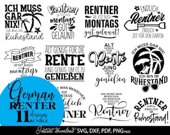 Rentner SVG Sprüche Bundle, Lustig Ruhestand Geschenk Idee Rente Plotter Datei