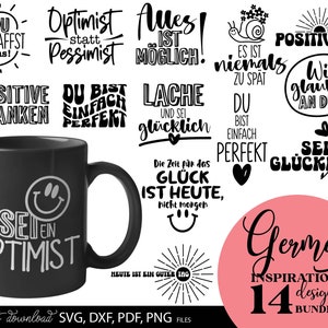 Motivierende Zitate Plotterdatei SVG PNG DXF | Deutscher Spruch SVG | Plotten Bündel Clipart | Deutsche Positive Zitate svg png