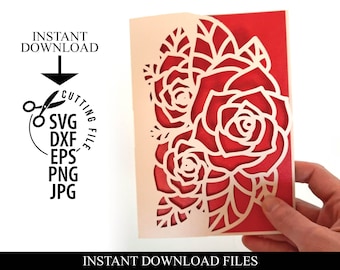 Floral Birthday Card SVG: Rose Cut File (Digital Download)