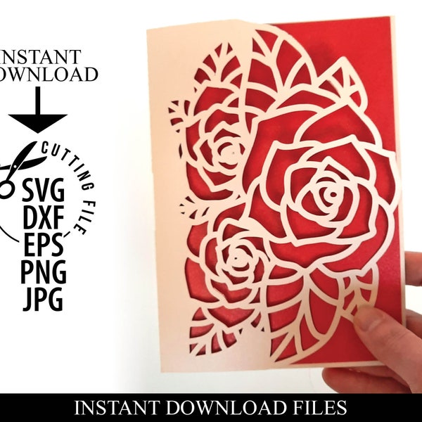 Floral Birthday Card SVG: Rose Cut File (Digital Download)