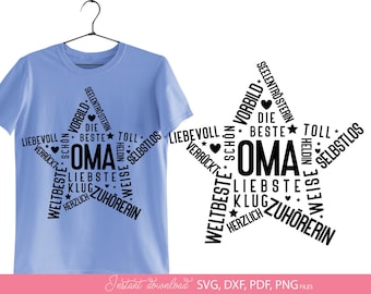 Beste Oma Geschenk Deutsch Spruch Design, Liebevoll Familie Herz Geburtstag Oma Plotter Datei SVG PNG