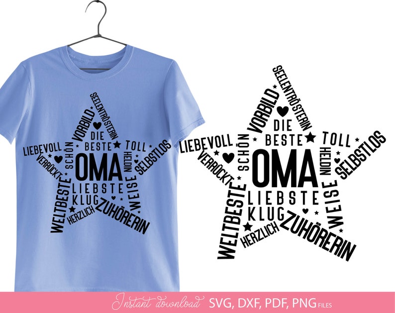 Typografisches Herz Design mit deutschen Worten rund um Oma wie beste Oma, liebevoll, Familie, Zuhörerin und Heldin. Das Motiv ist in Herzform gestaltet und eignet sich ideal für Geschenke zum Geburtstag oder besondere Anlässe. Perfekt für kreative DIY Projekte wie T Shirts, Dekorationen oder persönliche Überraschungen. Die moderne Schriftgestaltung kombiniert emotionale Begriffe und macht dieses Design zu einer liebevollen Hommage an die Großmutter.