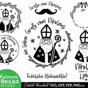 Nikolaus SVG PNG-bundel, Duits Sinterklaascadeau, digitale download