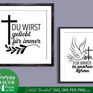 German Trauer Plotter File Bundle. SVG DXF PDF PNG files included. Compatible with Cricut, Silhouette, sublimation printers .etc. Cut from vinyl, use for sublimation or laser cut or grave projects. Buy now for a good price and enjoy!