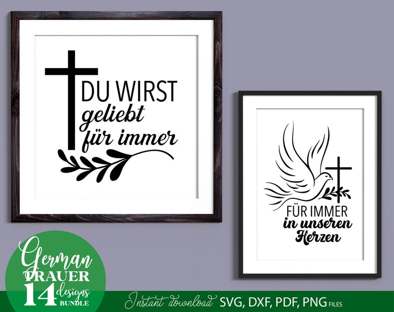 German Trauer Plotter File Bundle. SVG DXF PDF PNG files included. Compatible with Cricut, Silhouette, sublimation printers .etc. Cut from vinyl, use for sublimation or laser cut or grave projects. Buy now for a good price and enjoy!