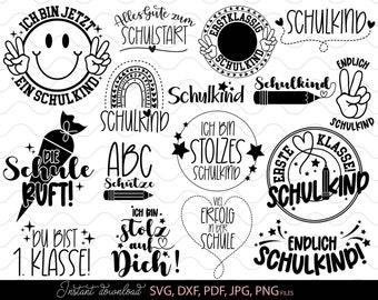German School Quotes Bundle, Schulkind Schütze Designs, Back To School Digital Download Files
