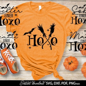 Paquete Hexe SVG con divertidos regalos de Halloween para fiestas familiares, camisas creativas y ideas de humor DIY
