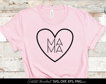 Mama SVG Herz Minimal Design, Muttertag Geschenk Idee, Familie Liebe Plotter Datei