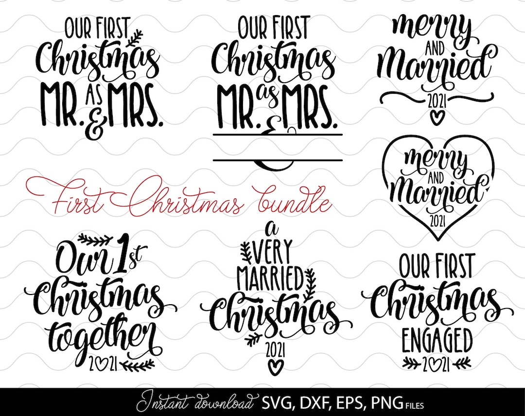 Our First Christmas SVG Bundle Split Christmas Sign Mr and Mrs SVG