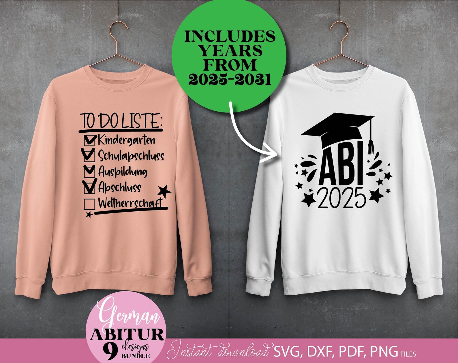 Abitur 2025 SVG Bundle: German Graduation Cut Files (commercial Use) - Etsy
