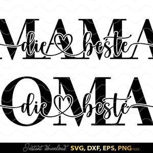 ドイツ語ママ プロッター ファイル SVG |リーブリング ハート SVG |最高のママ SVG | Cricut Silhouette ダウンロード プロット バンドル |アレス・リーベ・ムッタータグ