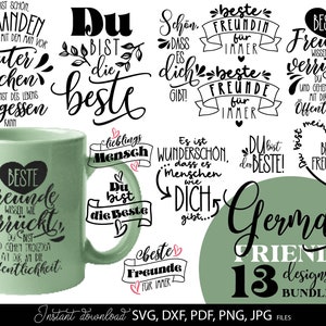 Fichier traceur allemand SVG PNG DXF Beste Freundin Fichier traceur allemand Freunde Silhouette de traçage Cricut Freundschaftssprüche Laserdatei