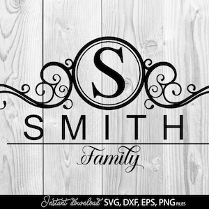Monogram SVG-paket | Efternamn SVG | Efternamn SVG | Kransmonogram SVG | Cirkelmonogram SVG | Skärfiler Cricut, Silhouette bild 9
