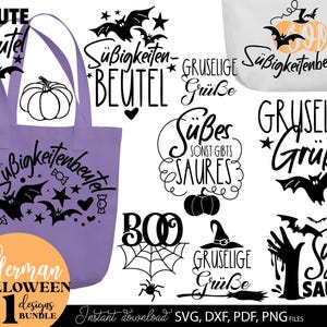 Halloween SVG Bundle Plotter Files Halloween for Cricut Halloween Beutel Icons Halloween PNG Clipart German Plotterdatei Bundle