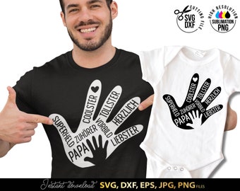 Papa Handabdruck SVG Geschenk für Vater Superheld Papa Design Vatertag ベビーシャツ Idee DIY