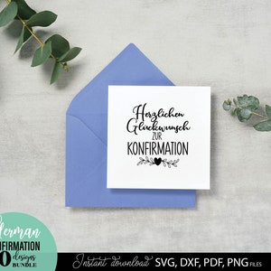 Konfirmation SVG Bundle mit christlichen Motiven wie Kreuz, Taube, Fischsymbol und Sprüchen wie „Einladung zur Konfirmation“, „Gottes Segen“ und „Herzlichen Glückwunsch“. Elegante und spirituelle Designs ideal für Karten, Einladungen oder Geschenke zur Konfirmation. Perfekt geeignet für DIY Projekte wie Drucke, Deko oder personalisierte Erinnerungsstücke für diesen besonderen religiösen Anlass.
