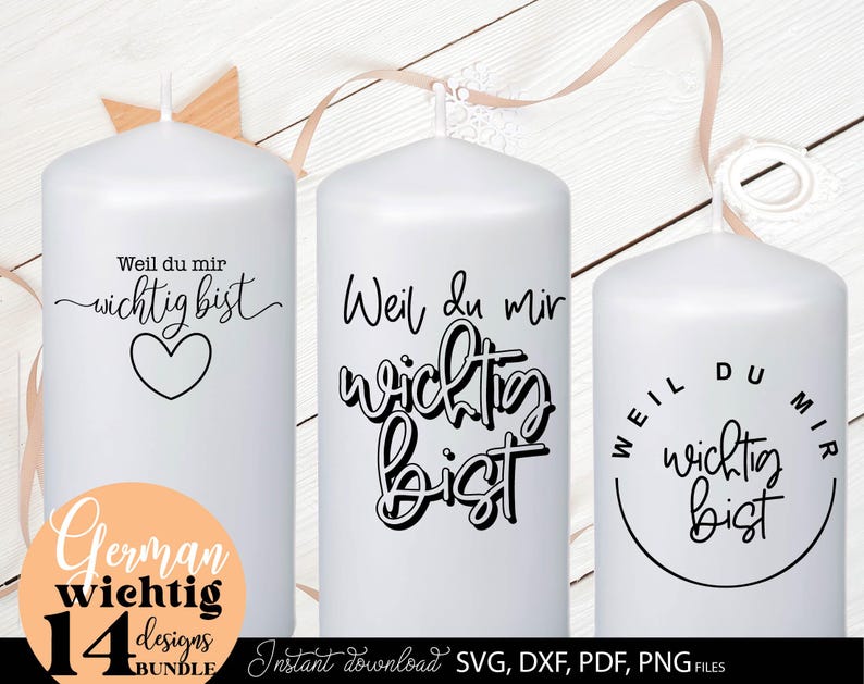 Set aus liebevollen deutschen Schriftzügen mit dem Spruch „Weil du mir wichtig bist“ in verschiedenen stilvollen Varianten. Moderne handgeschriebene Typografie kombiniert mit Herzen, Kreisen und dekorativen Elementen im minimalistischen Schwarz-Weiß Design. Die Motive wirken emotional, warm und persönlich. Perfekt geeignet für DIY Projekte wie Geschenkideen, Tassen, Karten, Poster oder Wanddeko. Ideal, um Wertschätzung, Liebe und besondere Gefühle kreativ auszudrücken.