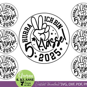German Plotterdatei Grundschule Abschluss svg png, Grundschulabschied svg png, Grundschule Sprüche, Hurra Ich Bin 5. klasse 2025 png-shirt