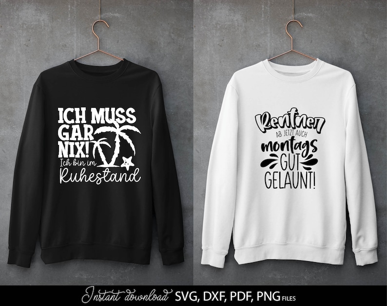 Humorvolles SVG Bundle mit Rentner Sprüchen und kreativen Typografie Designs rund um Ruhestand, Rente und Lebensfreude. Enthält verschiedene Schriftzüge mit lustigen Aussagen, dekorativen Elementen wie Palmen, Sonnen, Werkzeugen und verspielten Fonts. Perfekt geeignet für DIY Projekte wie T-Shirts, Tassen, Geschenke oder personalisierte Dekoration zum Renteneintritt. Ideal als Plotter Datei für kreative Designs mit Humor und Motivation für den neuen Lebensabschnitt.