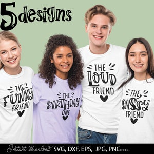 25人の友達のマッチングシャツSVGバンドル | 誕生日パーティーグループシャツSVG | 誕生日グループの面白いマッチングSVG | カットファイルCricut、Silhouette
