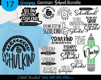 Schulanfang SVG Bundle, Schulkind Sprüche Plotter Datei, Kinder Design Einschulung Shirt Tasche Deko