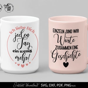 German Liebe Quotes Plotter File SVG PNG DXF | Liebling Heart Svg | Cricut Silhouette Plotting Bundle Clipart Liebe Ich Mag Dich Liebling