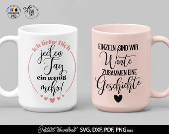 German Liebe Quotes Plotter File SVG PNG DXF | Liebling Heart Svg | Cricut Silhouette Plotting Bundle Clipart Liebe Ich Mag Dich Liebling