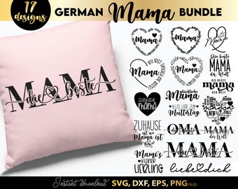 Deutsche Mama Plotterdatei SVG | Liebling Herz SVG | Die beste Mama SVG | Cricut Silhouette Plot-Bundle herunterladen | Alles Liebe Muttertag
