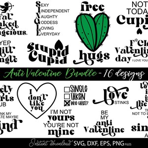 Pacchetto SVG di San Valentino / Buon San Valentino SVG / San Valentino SVG / Stupido Cupido SVG / San Valentino Sarcastico SVG / San Valentino PNG
