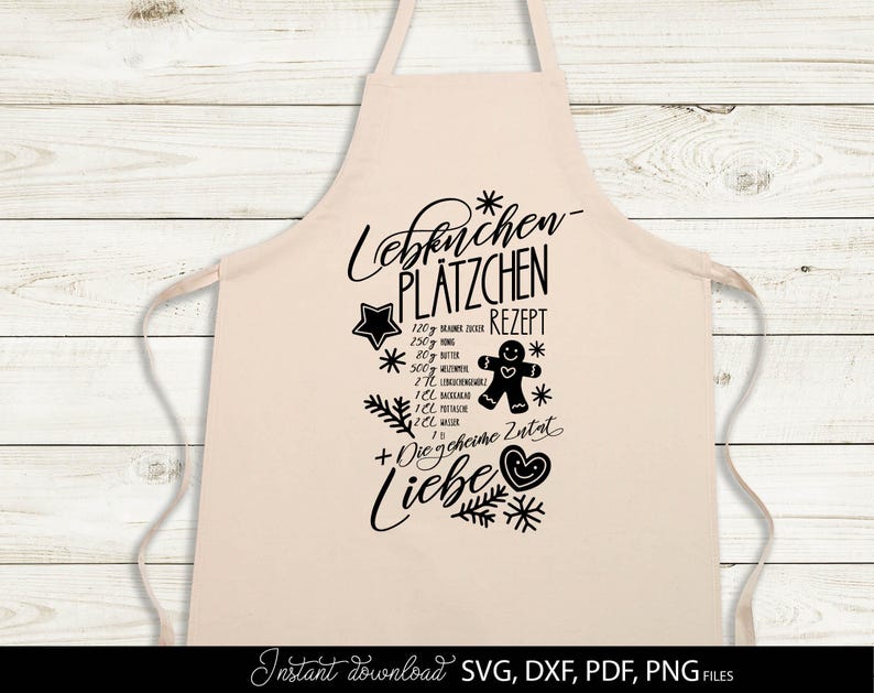 Weihnachtliches Backrezept-Design als SVG-Datei mit charmantem Lebkuchenmotiv und Schriftzug „Lebkuchen-Plätzchen Rezept“. Ideal für Holzbrett-Gravuren, Küchendeko oder Schürzen. Die Datei eignet sich für Plotter, Laser oder Sublimationsprojekte, perfekt für festliche Geschenkideen und DIY-Küchenprojekte.