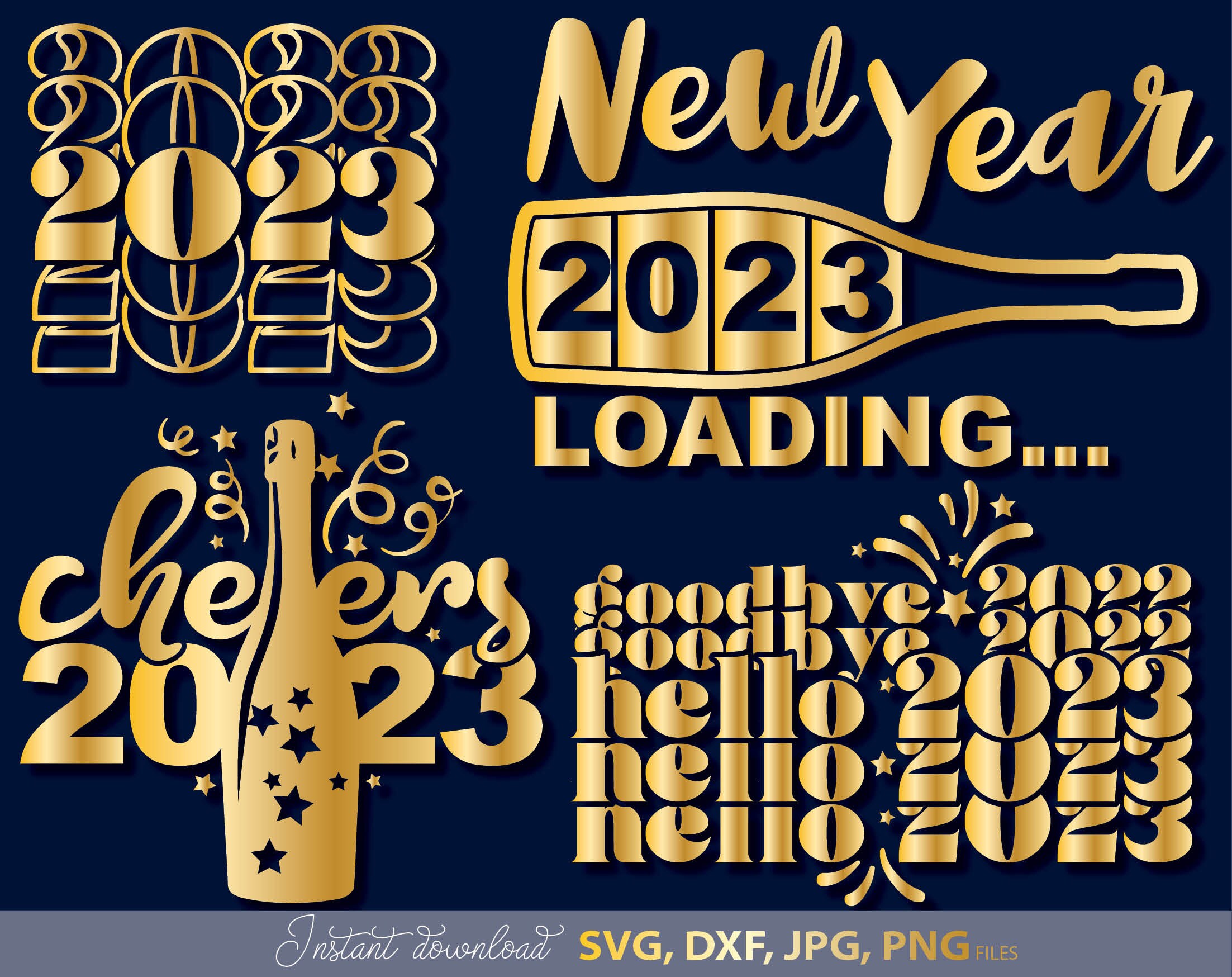 Happy New Year 2023 SVG Bundle Hand Lettered New Year Etsy Canada