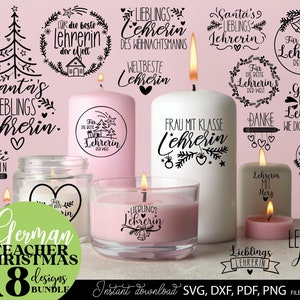 German Lehrerin Weihnachten Plotterdateien Bundle Deutsche Lehrerin Plotterdatei svg Weihnachten Lehrerin mit Herz Plotterdatei Laserdatei