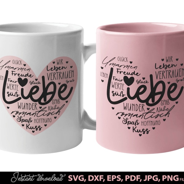 German liebe plotter file SVG PNG DXF, liebling heart svg, Cricut Silhouette plotting clipart liebe, plotterdatei Herz, svg, png, dxf, pdf