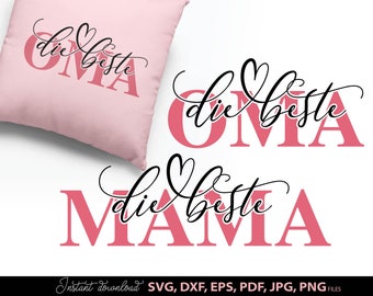 Fichier de traceur allemand maman SVG | Liebling coeur svg | Die Beste maman svg | Die Beste Oma svg | Tracé de la silhouette Cricut | Alles Liebe Mutter