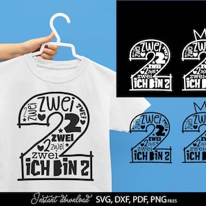 German Kind der Zweite Geburtstag Number Plotter File Bundle Svg Png Alemão crianças Geburtstag number plotter file Geburtstagskind Zwei Clipart