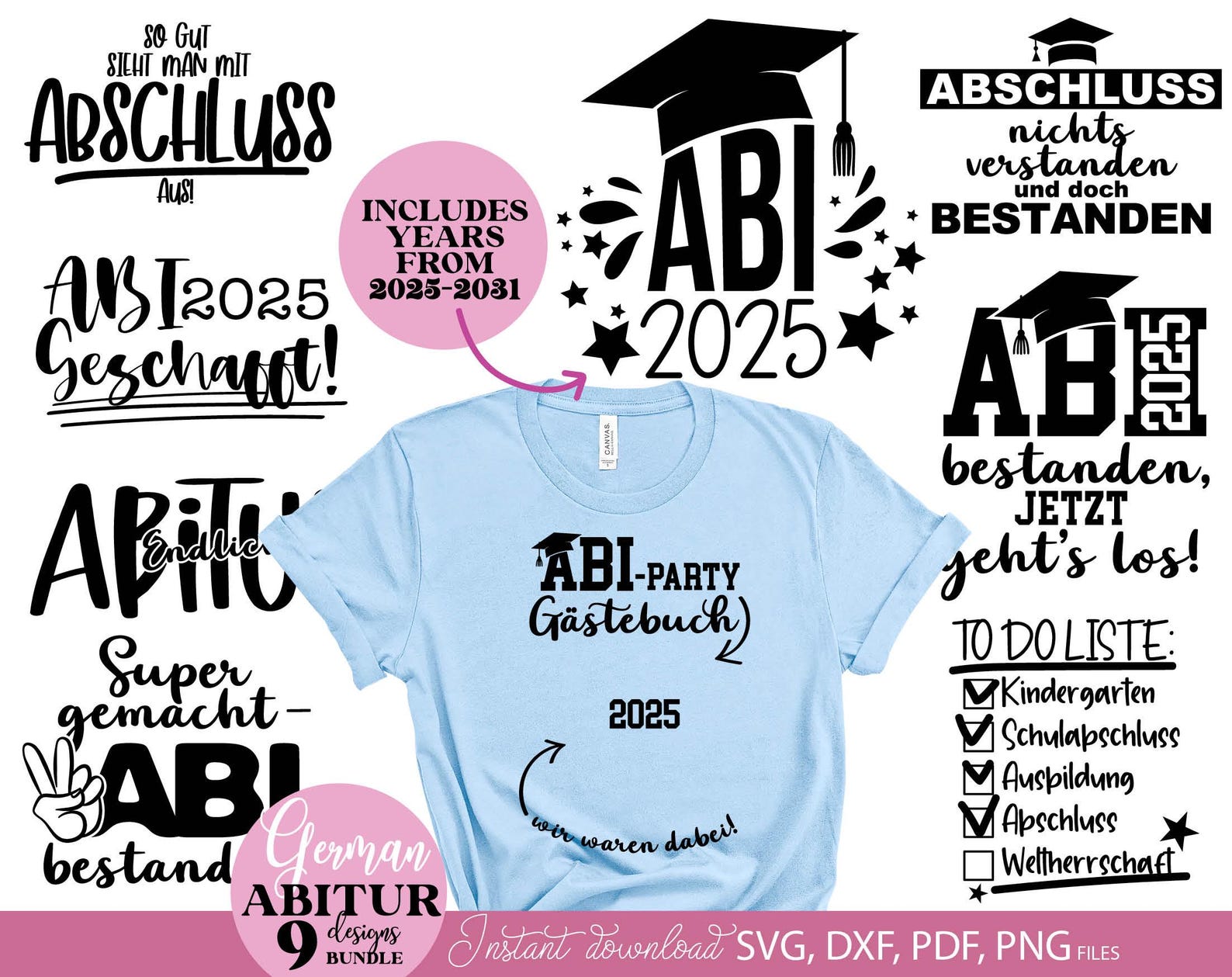 Abitur 2025 SVG Bundle: German Graduation Cut Files (commercial Use) - Etsy