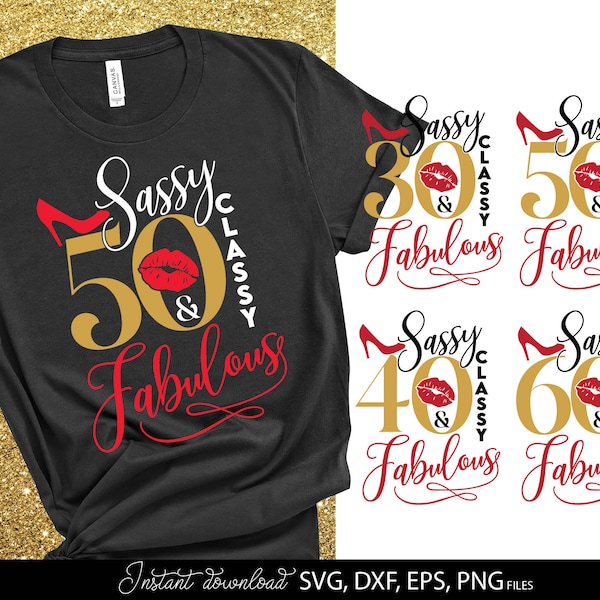 Birthday Queen Numbers SVG Bundle Sassy Classy Fabulous SVG | 30th Birthday SVG | 40th Birthday Svg | Cut Files Cricut, Silhouette