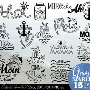 German Nautical SVG Bundle: Moin, Seagulls, Anchors (Digital Download)