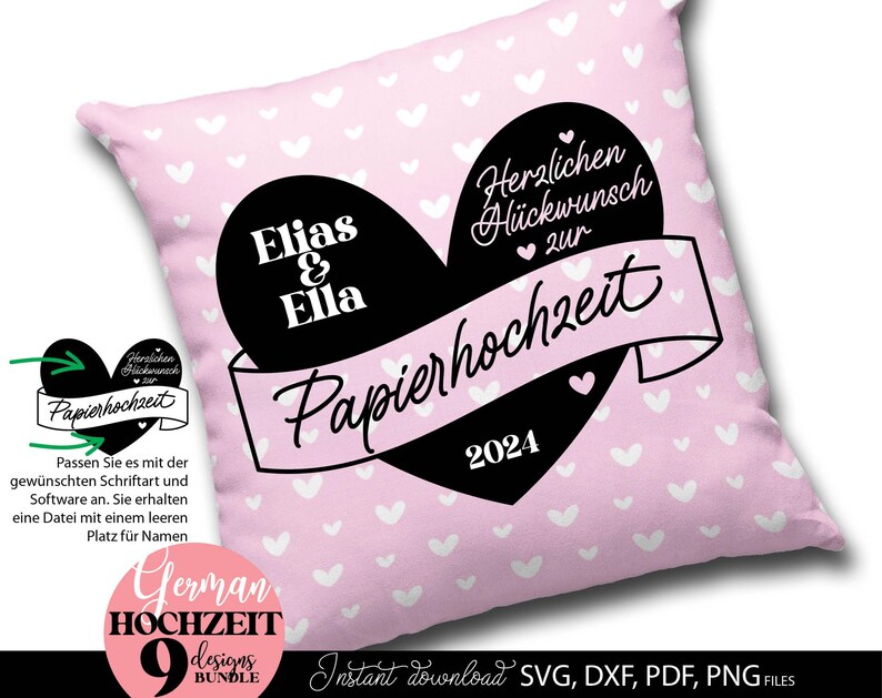 Split Herze design for Hölzerne, Hochzeit, Rosenhochzei, Porzellanhochzeit, Silberhochzei, Perlenhochzeit, Rubinhochzeit, Goldene Hochzeit,Diamanten Hochzeit. SVG DXF PDF PNG files included. Compatible with Cricut, Silhouette, Glowforge and other.