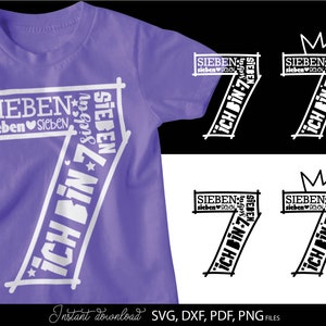 Tedesco Tipo siebter Geburtstag Numero sieben Plotter Svg Png Bambini tedeschi ein Geschenk plotterdate Geburtstagskind ich bin siebter svg png