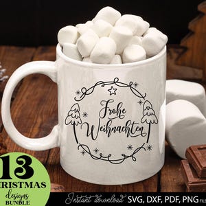 Handgezeichnetes Weihnachtsdesign mit personalisierbaren Frohe Weihnachten Ornamenten in verschiedenen Varianten, inklusive Tannenbäumen, Sternen und dekorativen Elementen für festliche Tischdekoration, Geschenkanhänger und saisonale Bastelprojekte, geeignet für DIY-Projekte, Scrapbooking, Partydeko und personalisierte Geschenke. Jedes Motiv ist liebevoll illustriert und einfach anpassbar, um individuellen Namen oder Botschaften hinzuzufügen, perfekt für traditionelle.