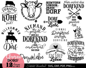 German Dorfkind Svg Png Pdf Plotterdatei Bundle for Cricut Silhouette Studio - laser village child laser file Dxf - Village Dorfkind Quotes