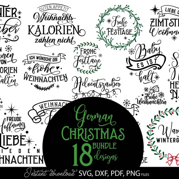 Frohe Weihnachten Plotter File SVG, PNG, DXF, pdf | Weihnachten Svg Bundle | German Christmas Cut File Svg Files Cricut | Plot file