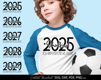 Schulkind 2026 SVG Bundle, Einschulung Spruch Ich bin erste Klasse Plotter Kinder PNG Geschenk