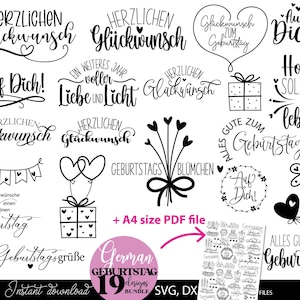 Plotterdatei Geburtstag - Geburtstagssprüche svg- Geburtstag svg- Cricut Silhouette - Geburtstag Schriftzüge - German Gebustag Plotterdatei
