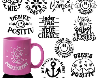 Motivation Sprüche SVG Plotter Datei, Positive Zitate Smiley Design, Geschenk Shirt Gute Laune DIY
